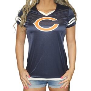 Chicago Bears Jersey Womens Medium NFL Football Shirt Blue Orange White Shiny